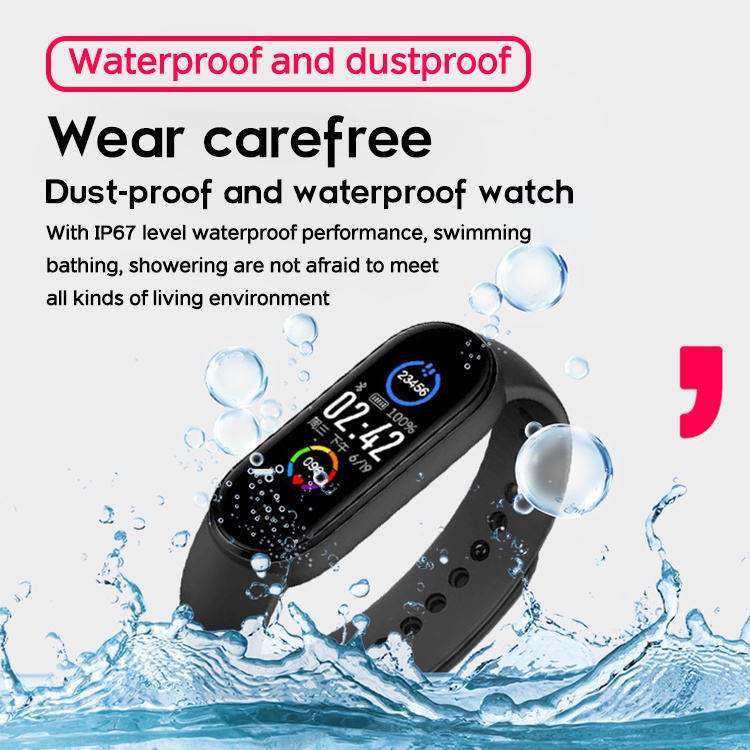 M5 Jam Digital Waterproof Olahraga Android dan iPhone Fitur Lengkap Smartband smart band5 Mi heart rate blood pressure fitness tracker fashion Play Music Custom Dial Smartband terhubung untuk iphone xiaomi samsung