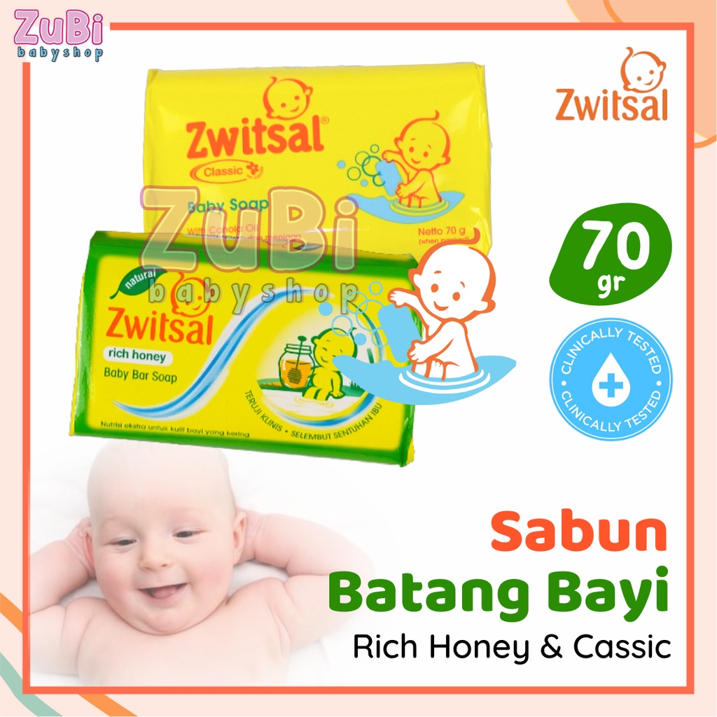 ZWITSAL Sabun Batang Baby Bar Soap 70gr Classic Rich Honey Perawatan Kulit Bayi Baru Lahir Perlengka