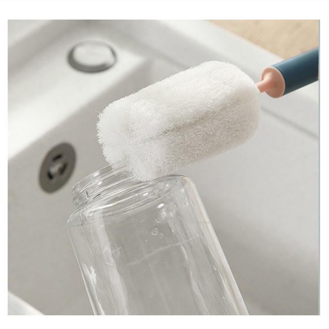 Tongkat Spon Pembersih Botol Sikat Botol Gagang Lepas Pasang Sikat Botol Susu Bayi Pembersih Botol Minum Susu Gelas XH04