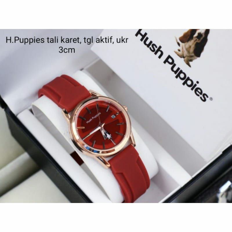 Best Trending! Jam Tangan Hush Puppies Rubber Pria Wanita Terlaris Analog Formal