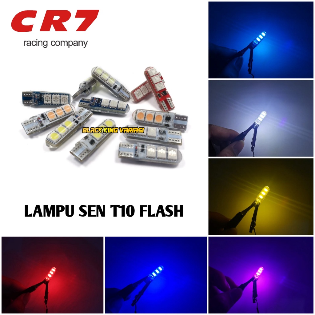 T10 Crystal Jelly 6 Mata Led CR7 Lampu Sen Sein Senja Motor 6 Titik Lampu Kota Jelly T10 LED Universal