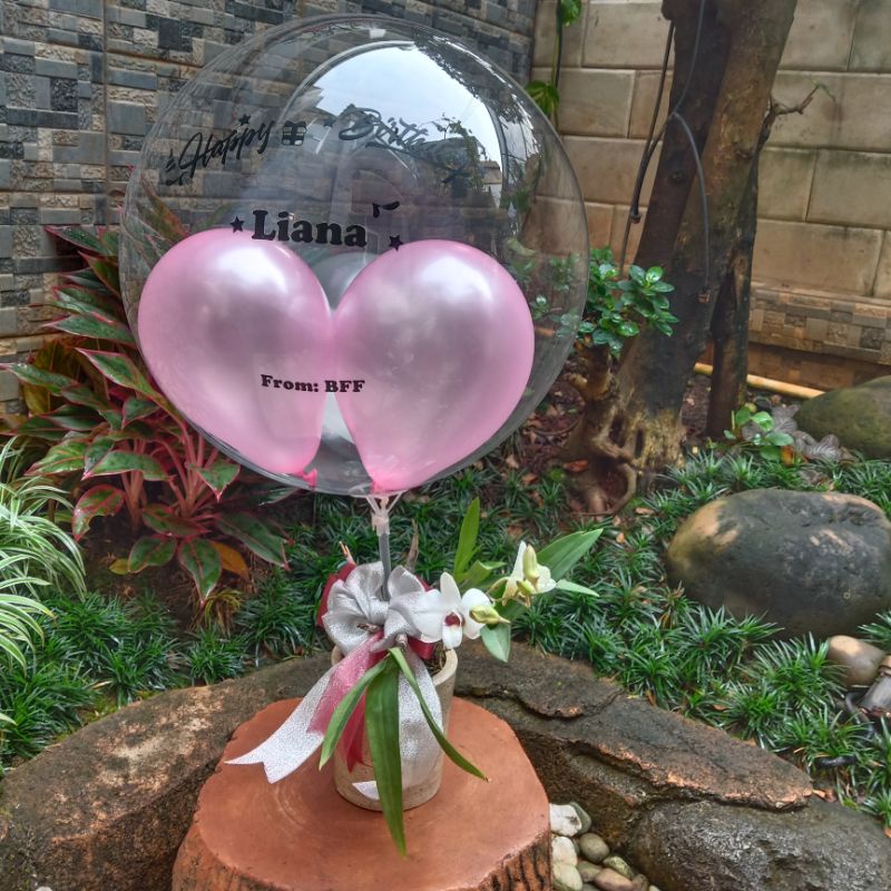 Buqet Bunga Anggrek + Balon Ucapan Ulang tahun, wisuda, anniversary