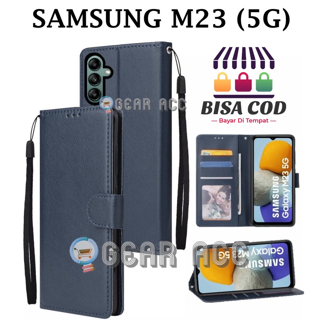 SAMSUNG M23 (5G) LEATHER FLIP CASE - FLIP COVER DOMPET CASING-WALLET LEATHER CASE FLIP SARUNG BUKU F