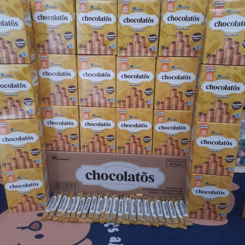 

CHOCOLATOS WAFER ROLL 1BOX ISI 24PCS / WAFER COKLAT - GARUDA FOOD