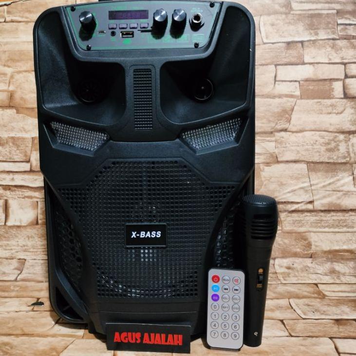 Sale Terbatas ✅COD SPEAKER BLUETOOTH KARAOKE +MIC KABEL+RADIO FM 1000WATT 8,5IN 8.5INCH FLECO F8803 