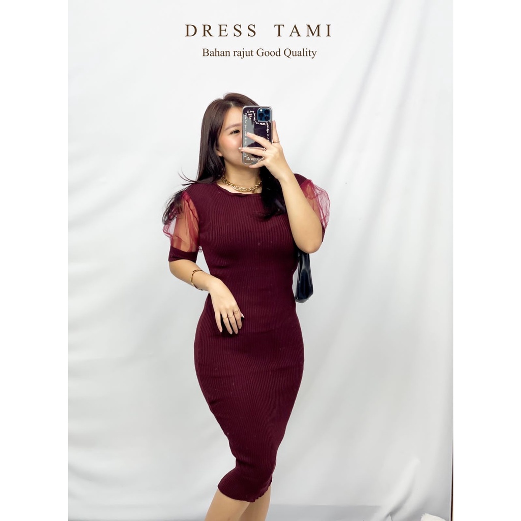 Basic id fashion Dres rajut / Dres wanita rajut elegant / Dres  rajut tami