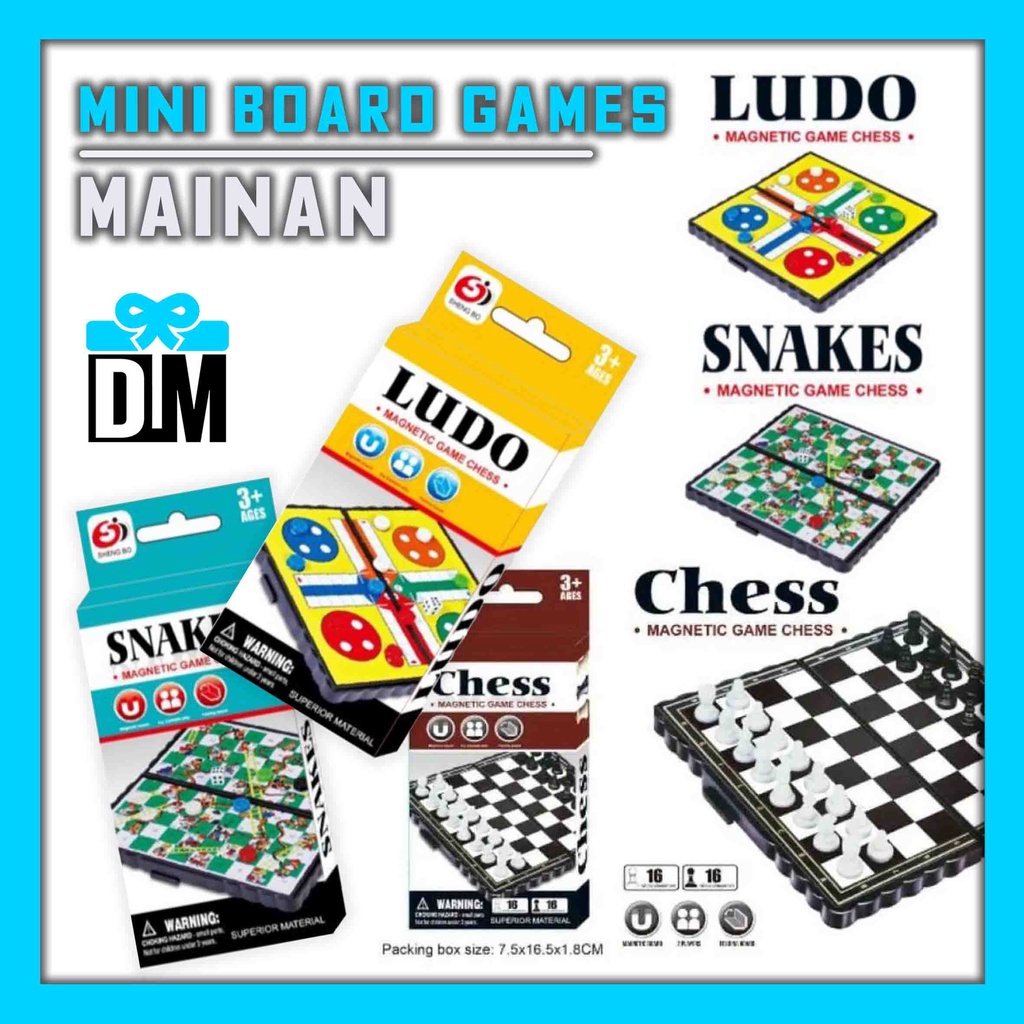 Papan Magnet Catur Ular Tangga Ludo King Mainan Dadu Mini Board Games