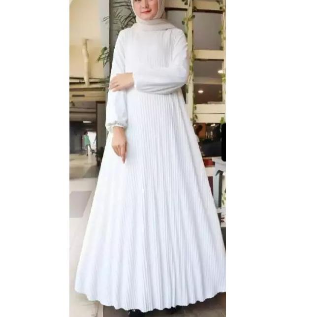 Gamis Plisket Putih Jumbo / GAMIS PLISKET MAXY PUTIH TERBARU