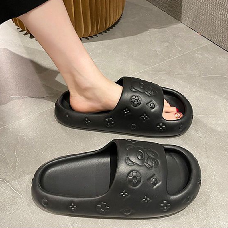 Lazy Bear Sandal Jelly Murah Slip-On 3D Emboss Sendal Beruang Anti Slip Sandal H10 Sandal Rumah/Kamar Mandi Slipper Strap Comfy Wanita Pria