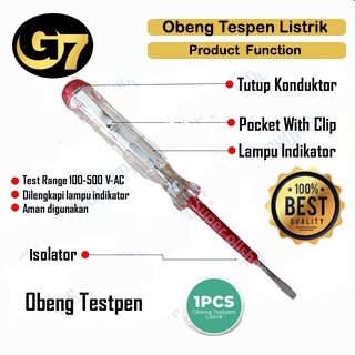 Obeng Tespen Listrik AC Bolak Balik Obeng Testpen Tes Tegangan Listrik Arus Test Pen Indikator Prakt