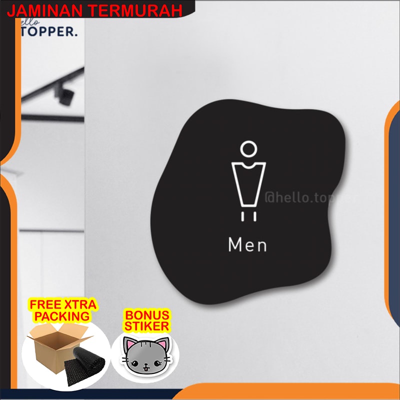 

Grosir Toilet Men Pria Sign Board Akrilik Print Signage Acrylic Petunjuk - Hitam Segi Lima Elegan