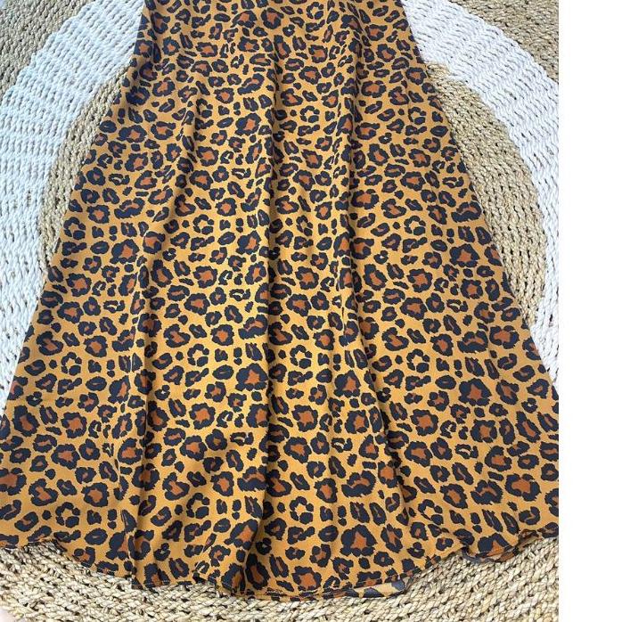 Rok Macan Leopard Panjang / Rok A-line Bahan Woolpeach kualitas ok / Rok leopard panjang / flare ski