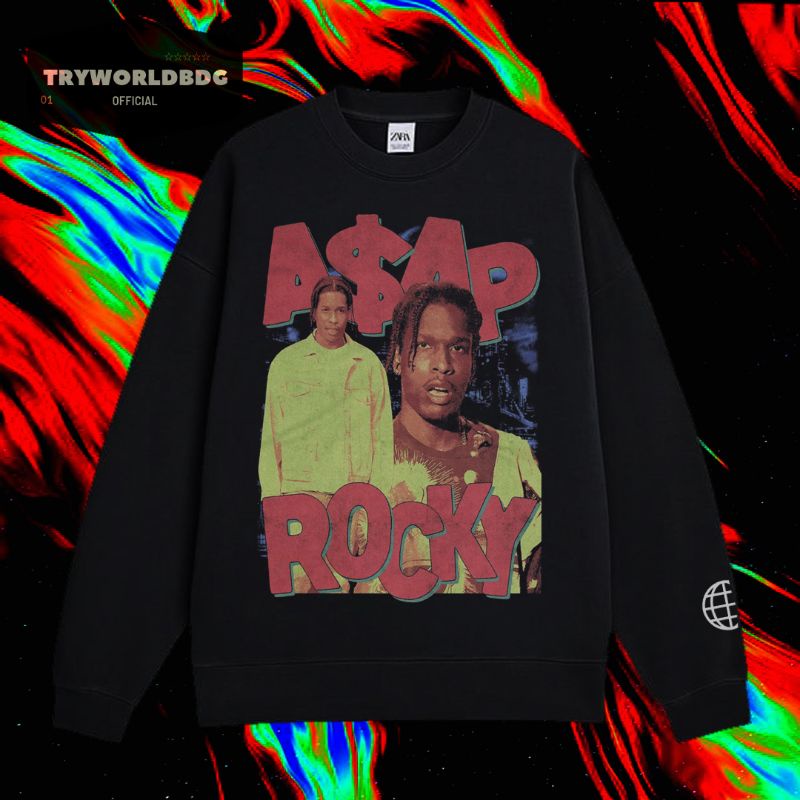 TRYWORLDBDG OFFICIAL "ASAP ROCKY" CREWNECK | SWEATER | HOODIE | ASAP ROCKY RAP TEE