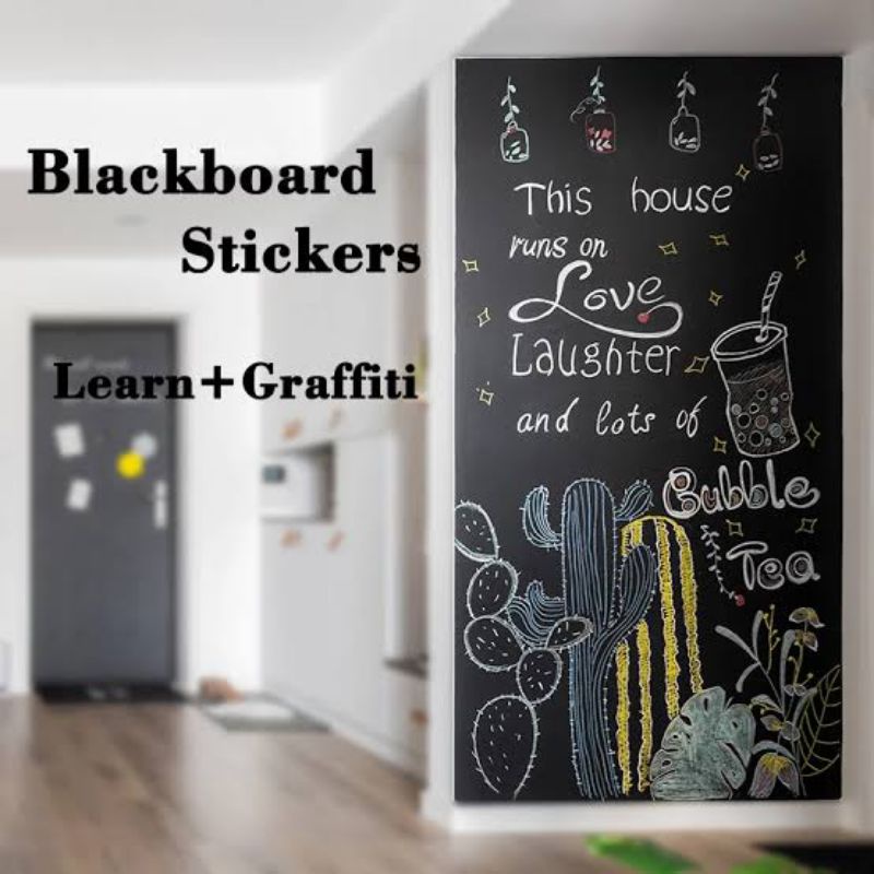 

Papan Tulis Kapur Stiker Tempel di Dinding Flexible / Graffiti Blackboard Stiker