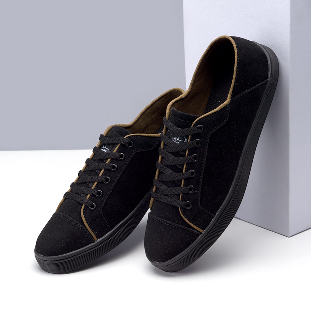 GABRIEL FULL BLACK |ManNeedMe x DAILY| Sepatu Sneakers Pria Casual Shoes Sneaker ORI SOL DIJAHIT