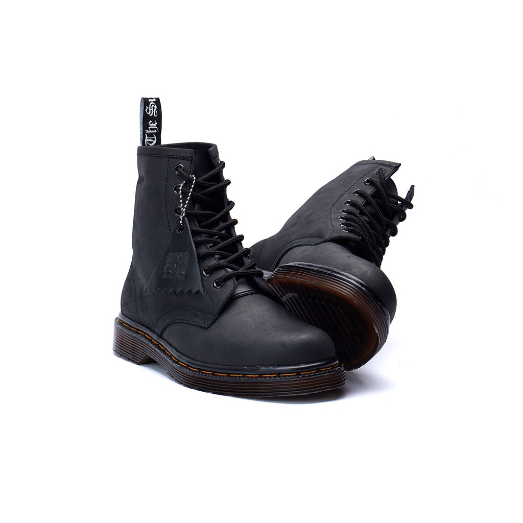 Mancow High Boots Crazy Horse Hitam Sepatu Formal Pria Wanita Original Kulit Asli
