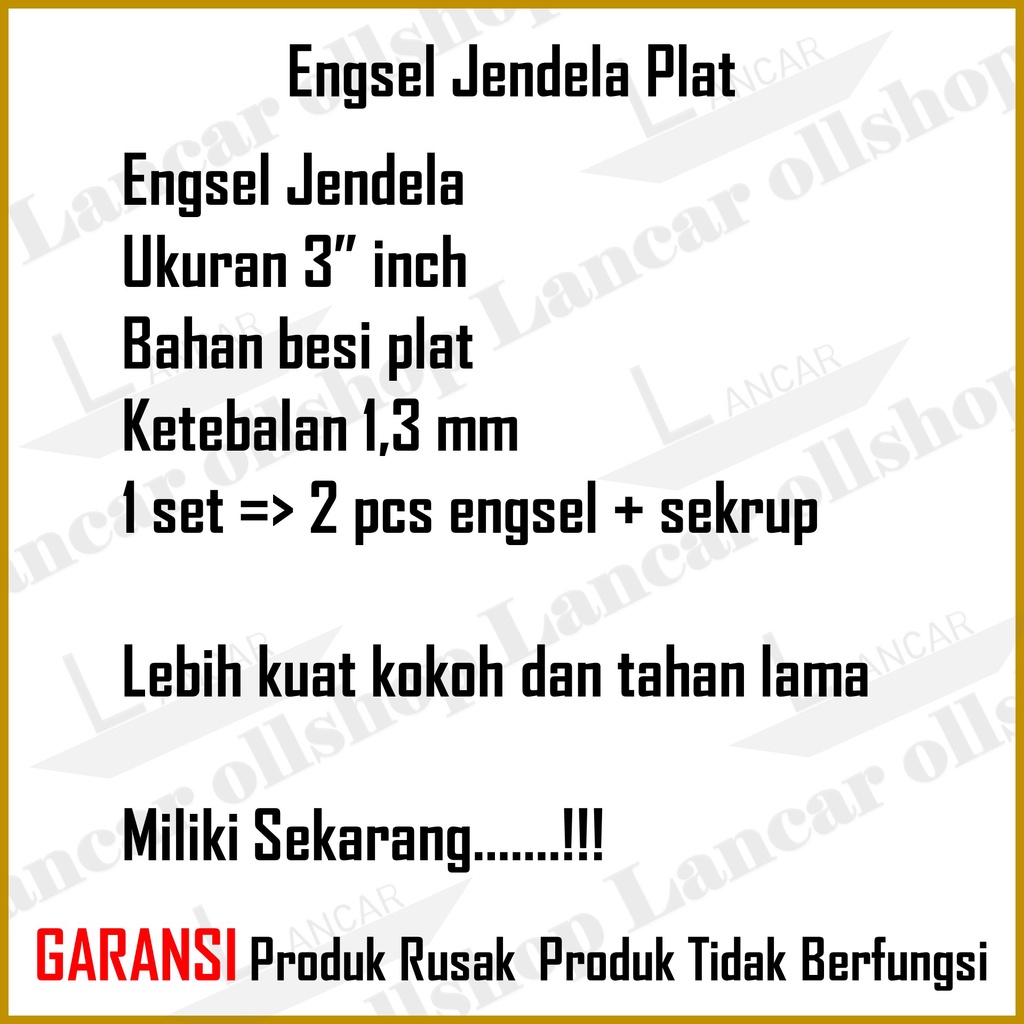 Engsel pintu plat 3 inch GP / Engsel jendela