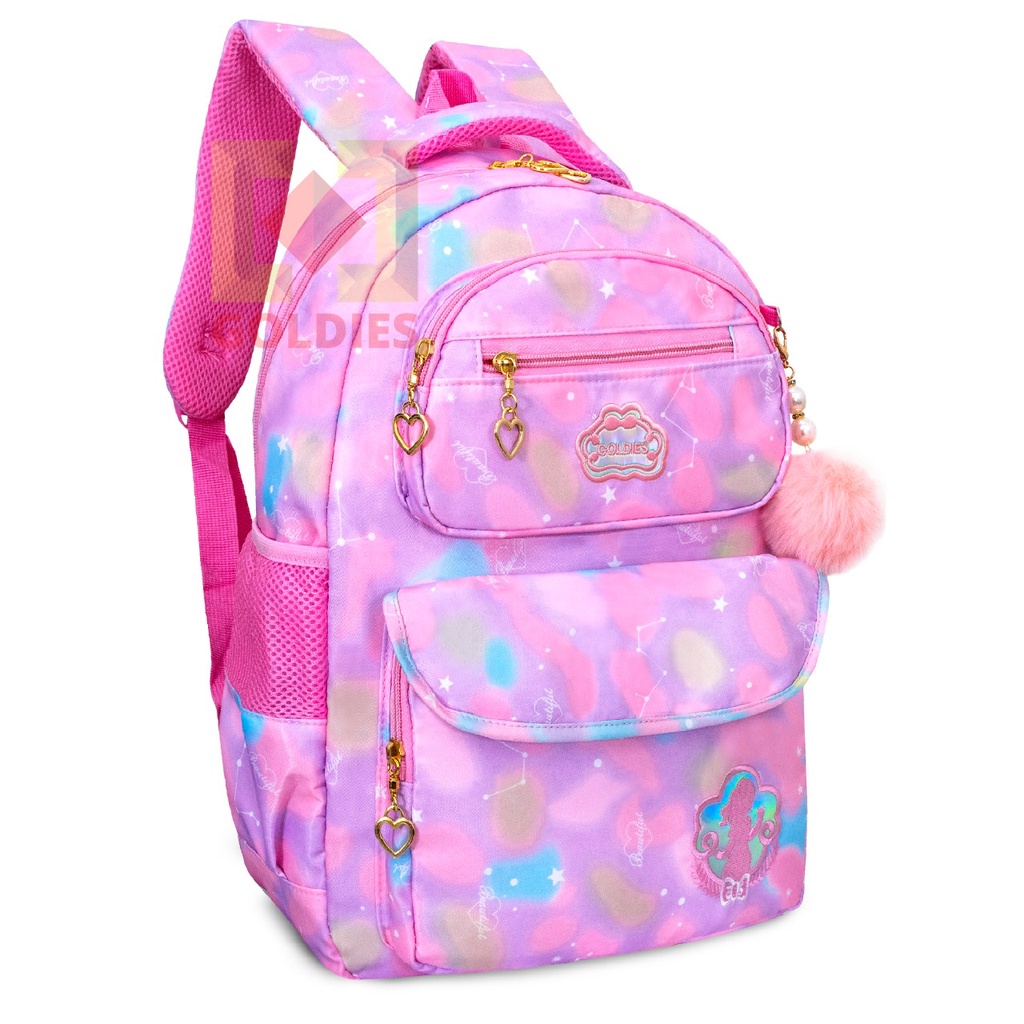 Tas Ransel Sekolah Anak Cewek Tas Laptop 14 inch Original Import - Goldiesbags-Ungu Goldies