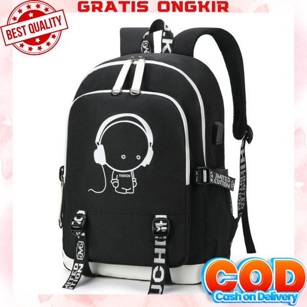 Tas Ransel Gendong Export Backpack Fashion Korea Pria Cowok Wan Px118 New Usb Port Charger,Smart Tec