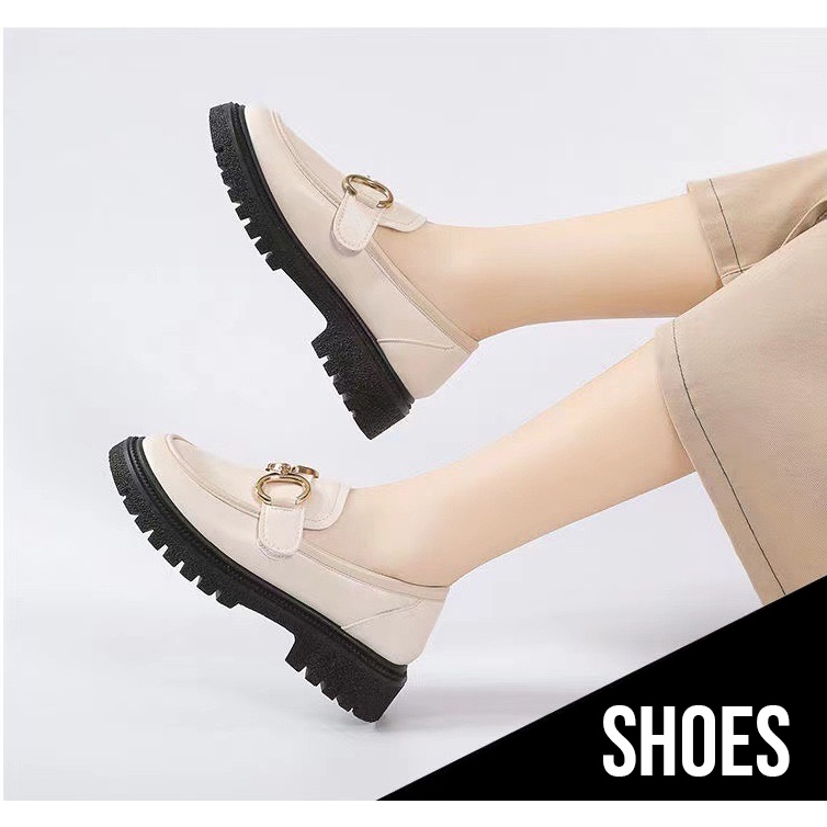 {FREE BOX} Sepatu Loafers Chain Korea Fashion Wanita Import - 2203