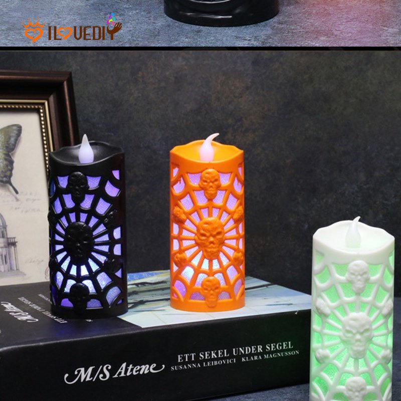 Lampu Lilin LED Motif Labu / Laba-Laba Untuk Dekorasi Halloween