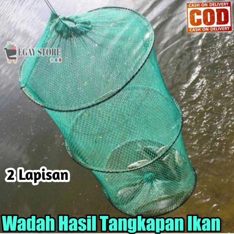 Keramba Ikan Koja Korang Jaring Wadah Hasil Tangkapan Pancingan Bubu Ikan Besar Kecil Tas Pancing Lipat