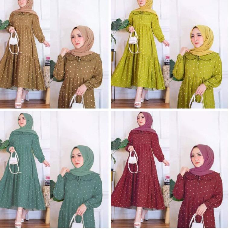 [KODE 3520] MIDI DRESS POLKADOT//MIDI DRES PREMIUM//MIDI DRESS MUSLIM//MIDI DRESS KOREA TERBARU