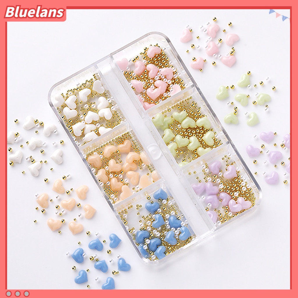 (In Stock) Kacamata Hitam Lensa Warna Warni ♡Set Manik-Manik Mini Bentuk Hati Bunga 3D Untuk Dekorasi Nail Art