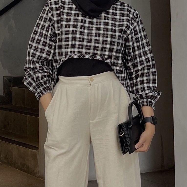 STG.18Oc22o– CROP TOP BECHARA KOREAN STYLE | OUTER CROP | CROP TOP TARTAN PREMIUM