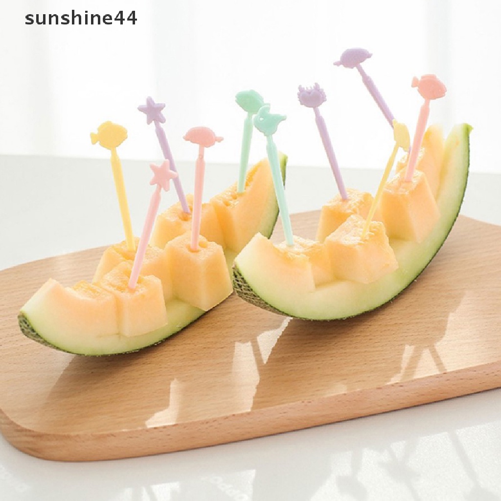 Sunshine 25pcs Garpu Buah / Kue / Snack Mini Desain Kartun Hewan Peternakan Untuk Anak