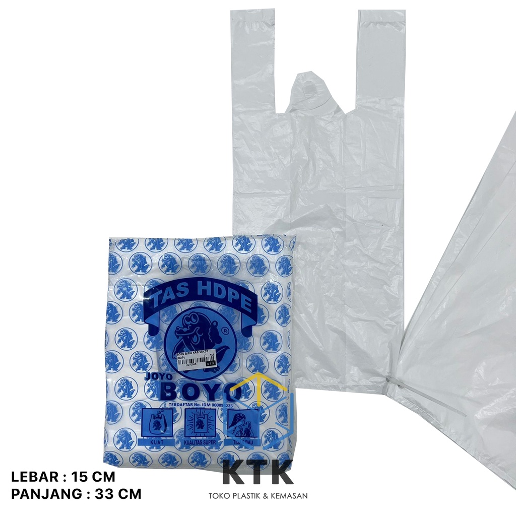 Kantong Kresek Putih Boyo Biru 15x33 / Tas Plastik Ukuran 15 HD Murah