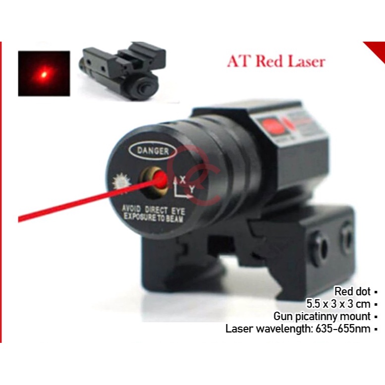 TaffLED Tactical Red Dot Laser Gun Picatinny Mount Airsoft Rifle 635-655nm Range Up to 100M - HJ11