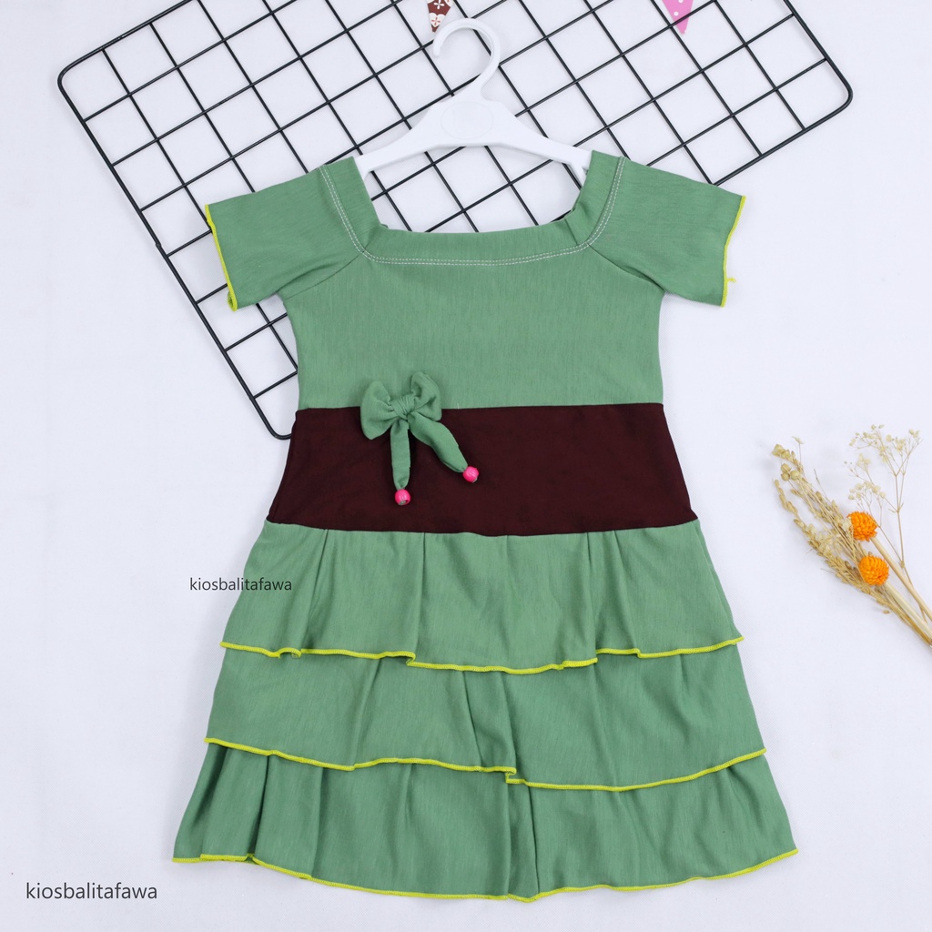 Dress Nayla uk 4-5 Tahun / Dres Pesta Baju Polos Anak Perempuan Motif Polos Garis Batik Lucu Murah