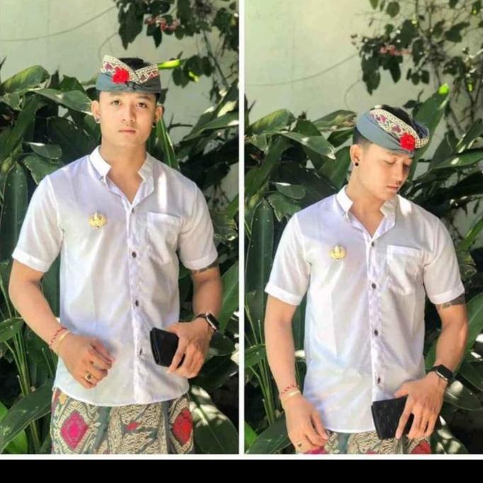 ardiikbal27 BAJU KEMEJA PUTIH SAFARI PAKAIAN ADAT BALI PRIA TERLARIS TERPERCAYA ORIGINAL
