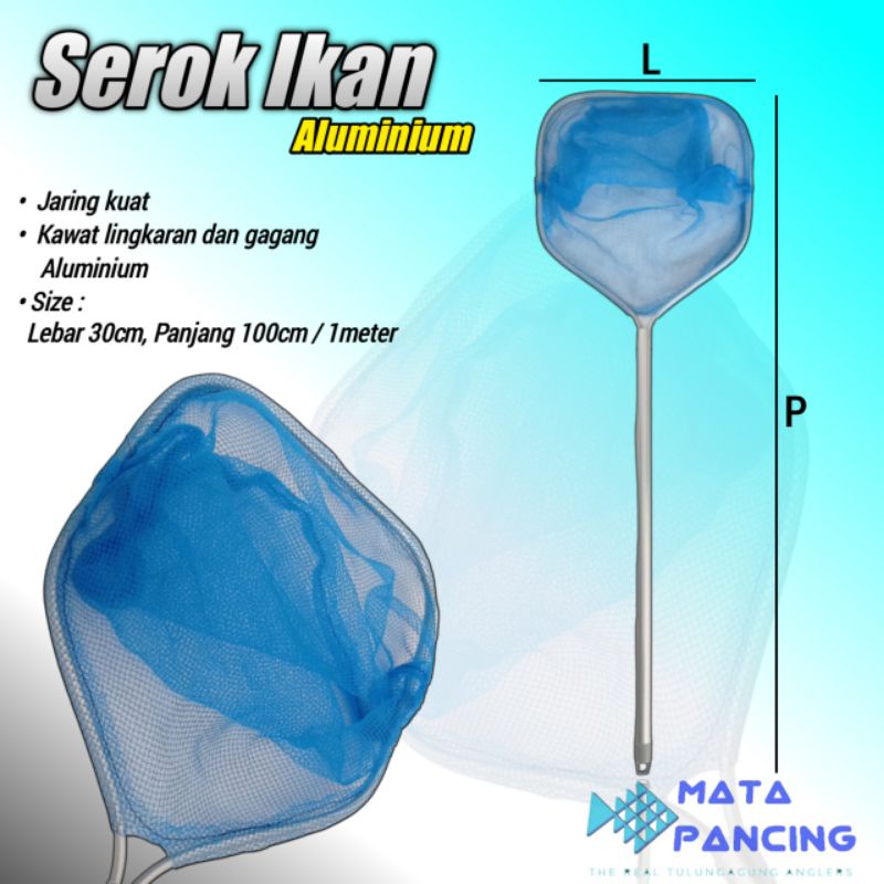 Serok ikan aluminium gagang panjang dan ringan 70cm 100cm 120cm