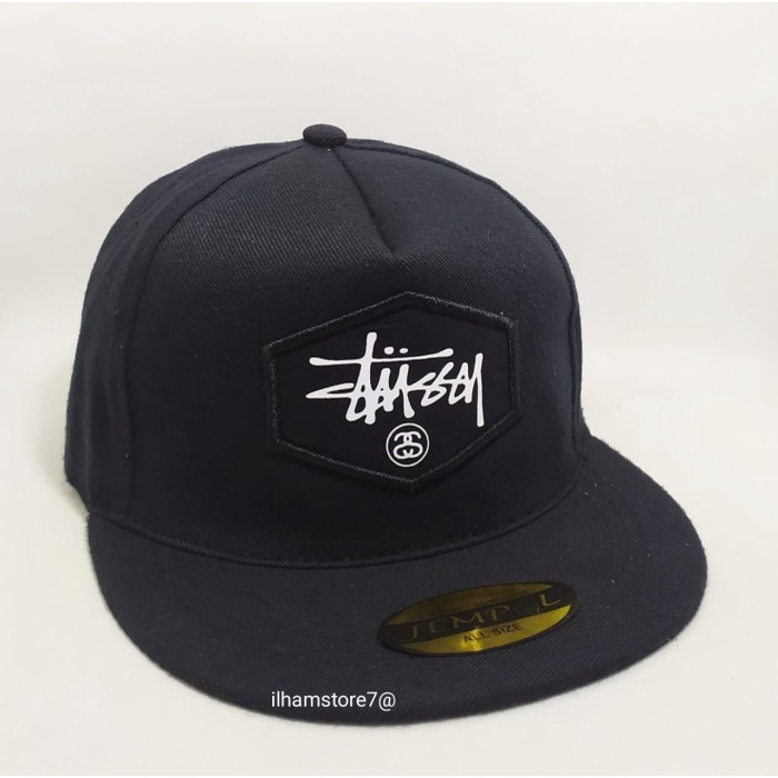 Topi Pria [COD]Topi Baseball Hip-Hop Stussy New Model/Topi Lima Panel - Hitam, All Size(N1N7) Topi P