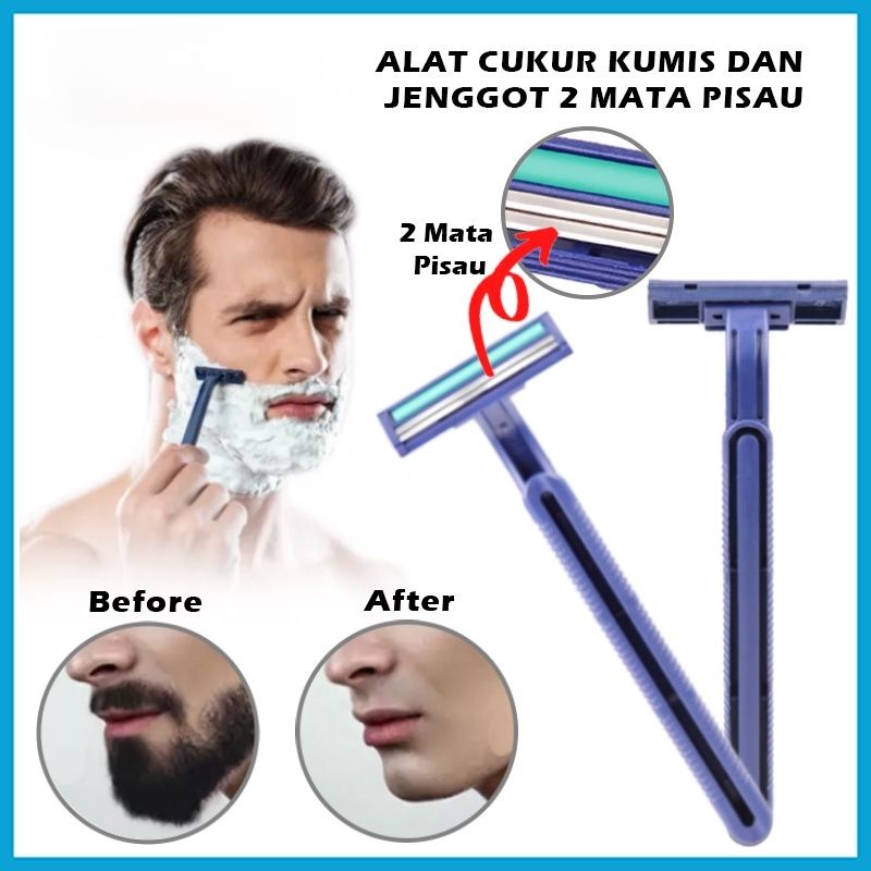 Alat Cukur Kumis dan Jenggot 2 Mata Pisau Cukuran Bulu Kemaluan Ketiak Rambut