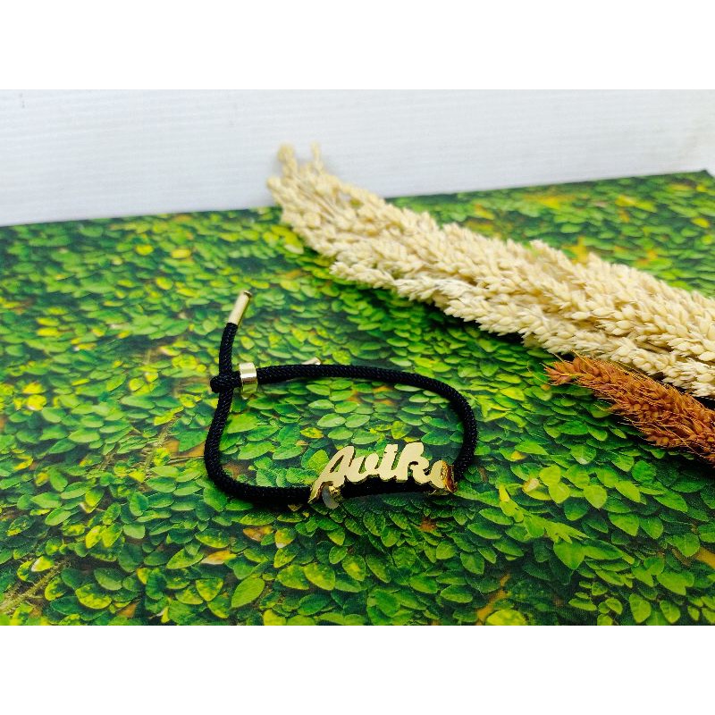 Gelang tali custom nama titanium anti karat fashion Korea bisa request nama
