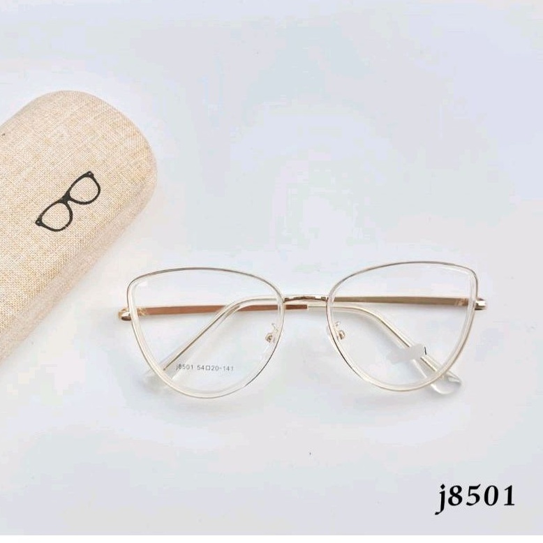 Frame Kacamata Cat eye j8501 Paket Lensa + Antiradiasi Minus | Kaca mata Wanita Anti UV Photocromic