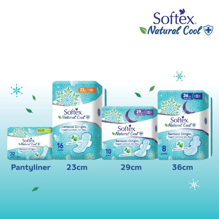 Pantyliner Softex Natural Cool + Super Slim isi 32 pads / 32s