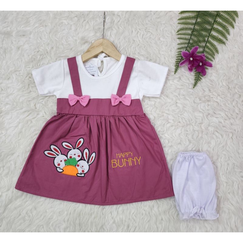 Baju bayi perempuan Dress Happy bunny728