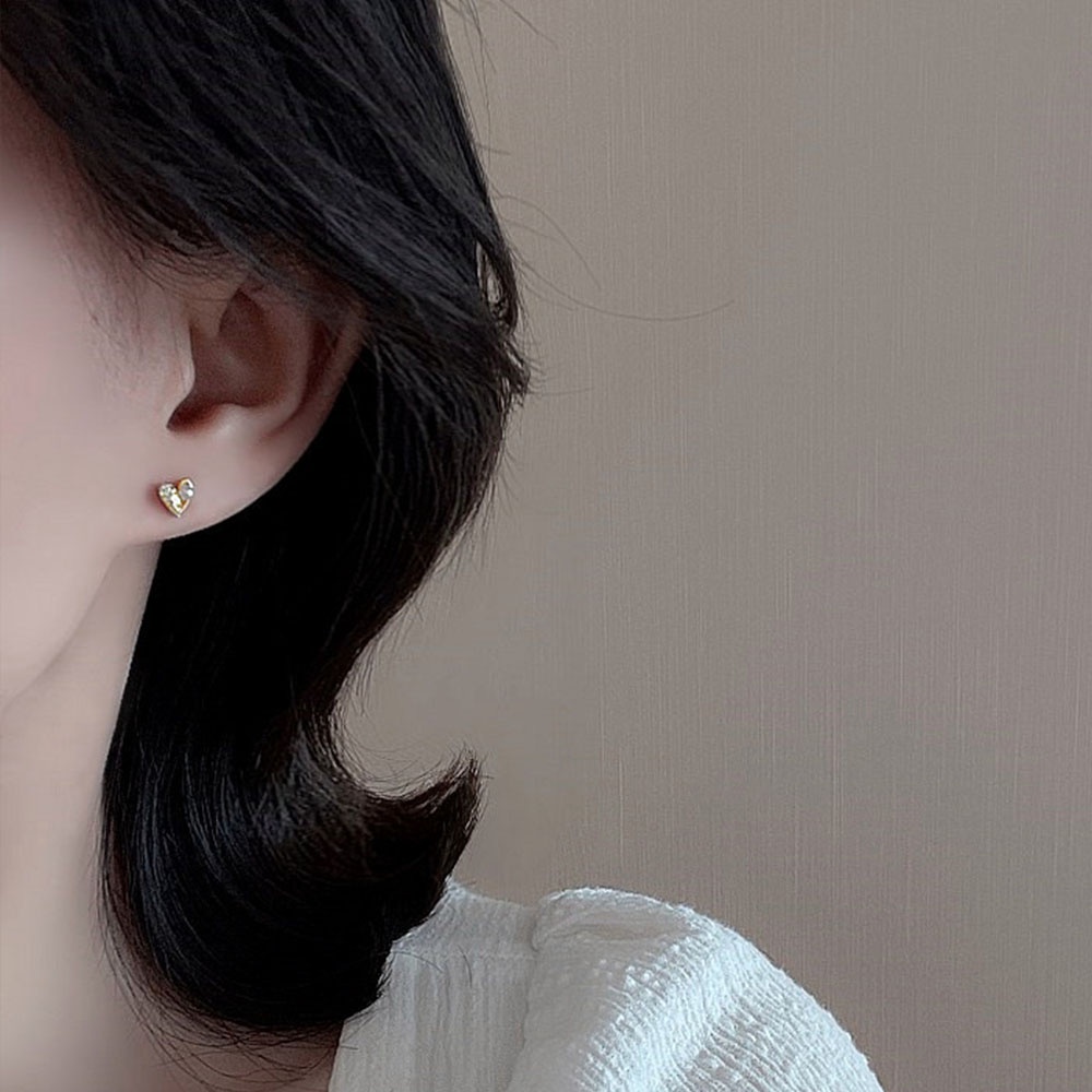 Anting Stud Kristal Mutiara Simulasi Warna Emas Perak Untuk Wanita