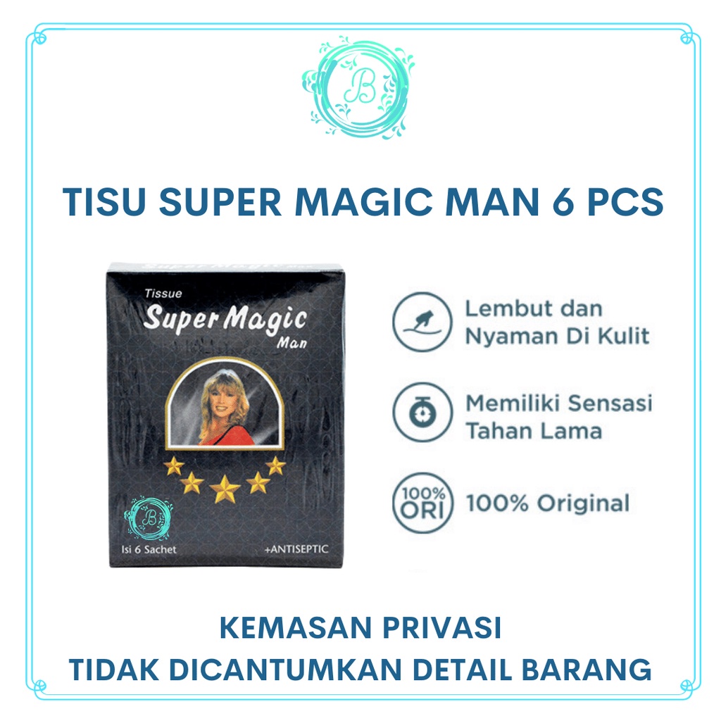 Tisu Super Magic Man Tisu Antiseptik Tisu Pria Tahan Lama 6 pcs