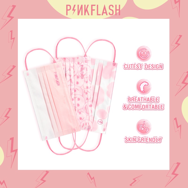 PINKFLASH More&amp;More Protective Face Masker Breathable Facial Cover 3 Layer with Adjustable Ear-Loops