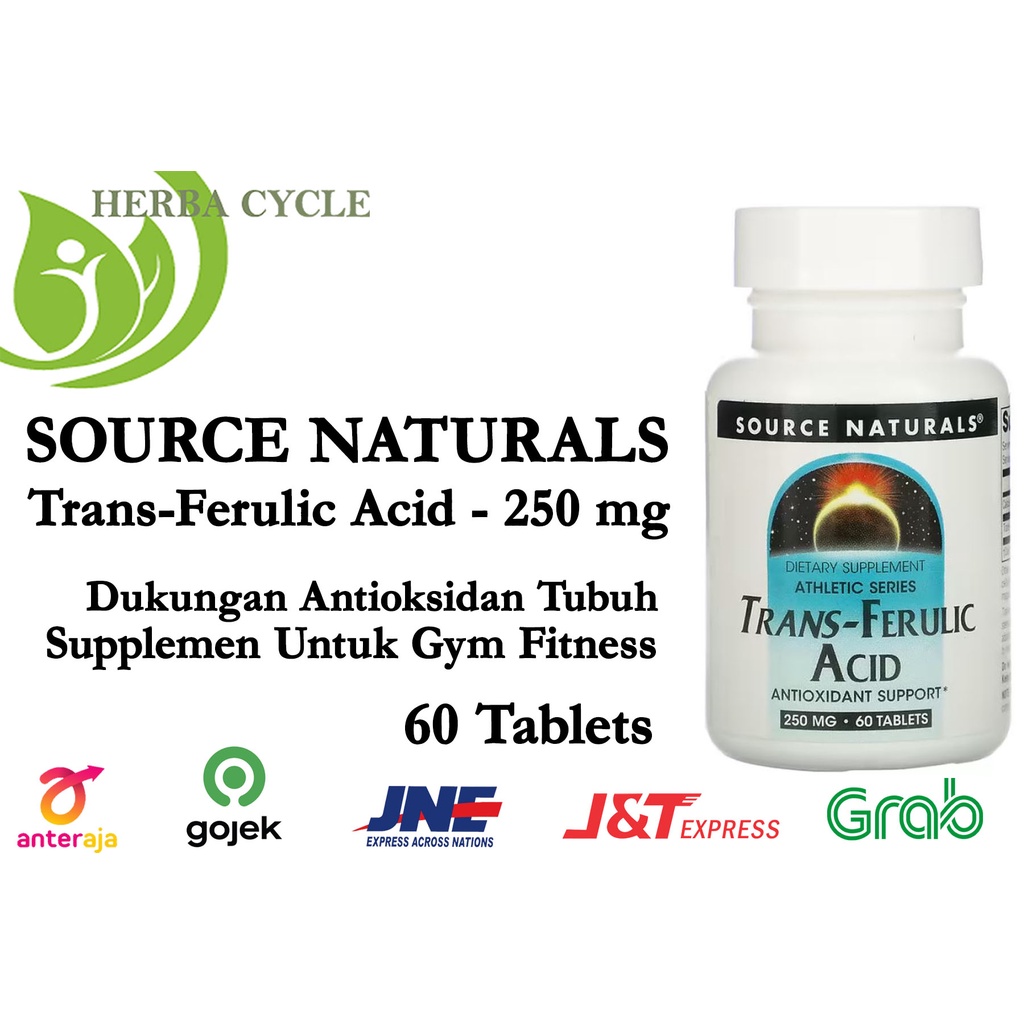 Source Naturals Athletic Series Trans Ferulic Acid 250 mg 60 Tablets Perlindungan Antioksidan Sup Gym Fitness Olahraga ORI USA