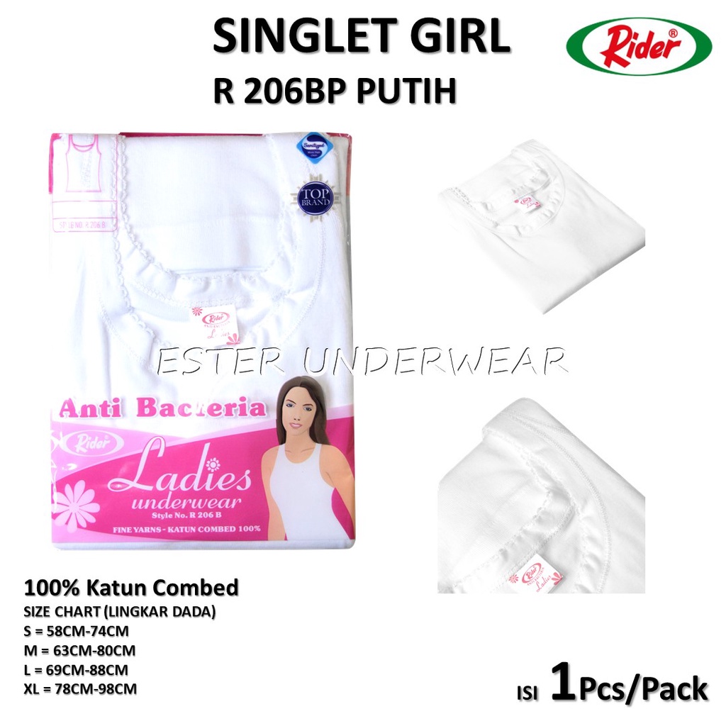 Kaos Singlet Wanita Rider R 206 BP PUTIH Isi-1PCS