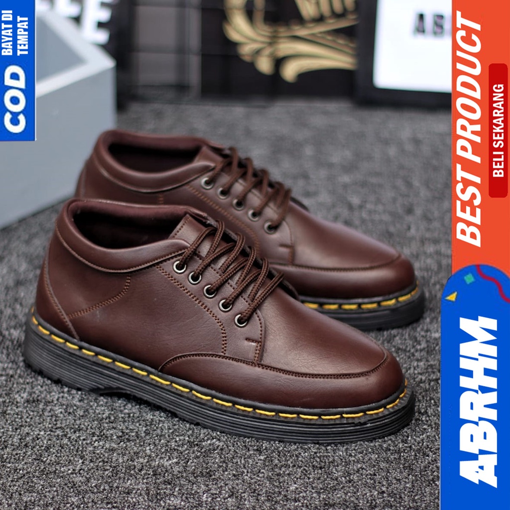 Sepatu Formal Pantofel Docmart Low Boots Kerja Hitam Pria Abrhm GAVI