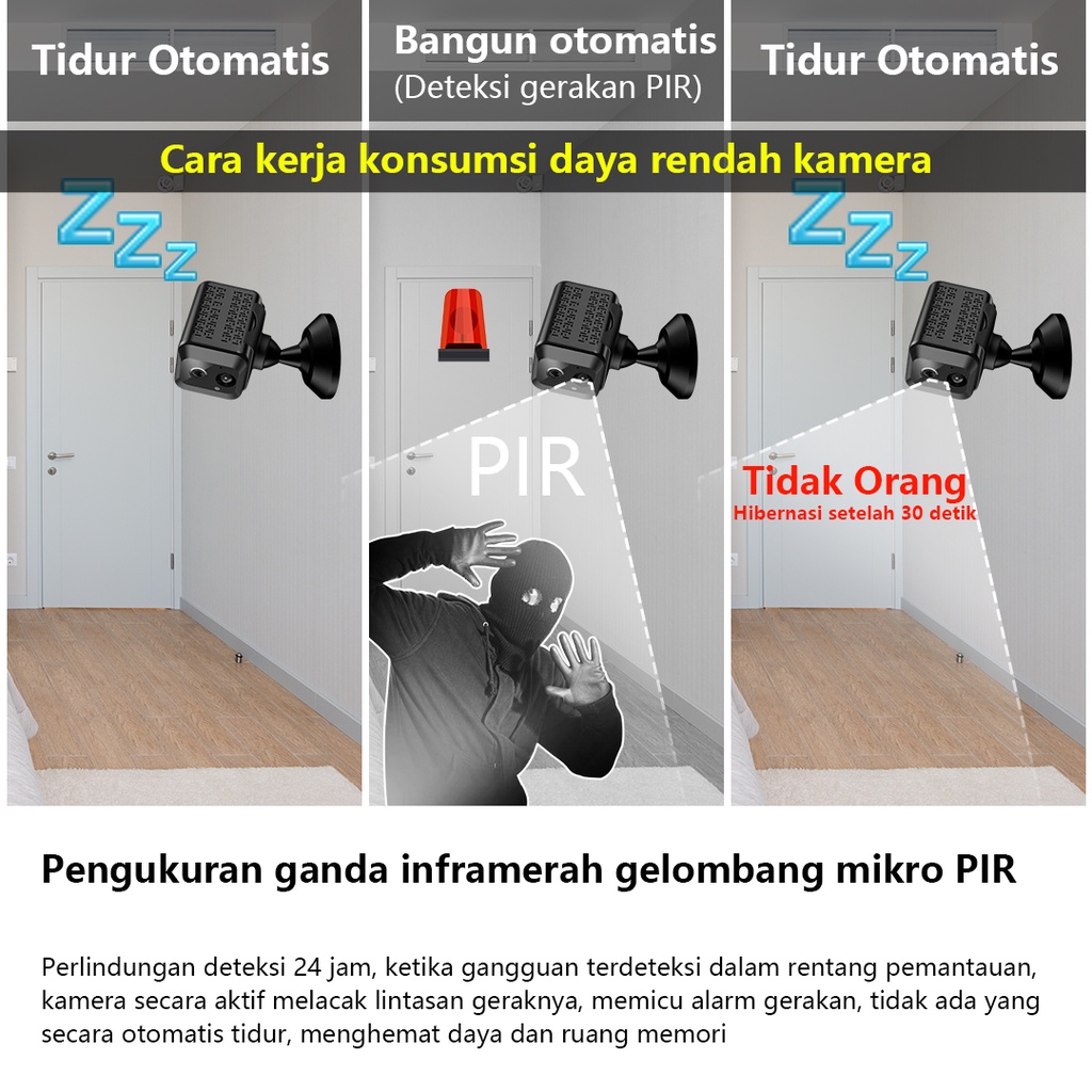 XIHANCAM 5MP Tahan Air Kamera CCTV Mini Tersembunyi Tanpa Kabel Baterai Internal Spy Camera Mini Wifi 1944P Wireless Portable Hidden Camera Cctv Wifi Mini Spy Cam CCTV Indoor Ip Camera Outdoor Security Kamera Kecil Pengintai Mini Spycam