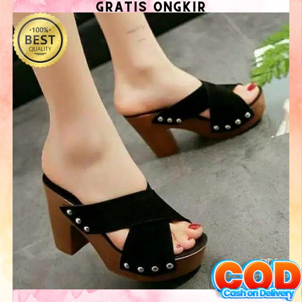 Sandal Wedges Wanita Pesta Kondangan Kekinian Sendal Wejes Cewek Terbaru Sendal Selop Ibu Ibu Model 