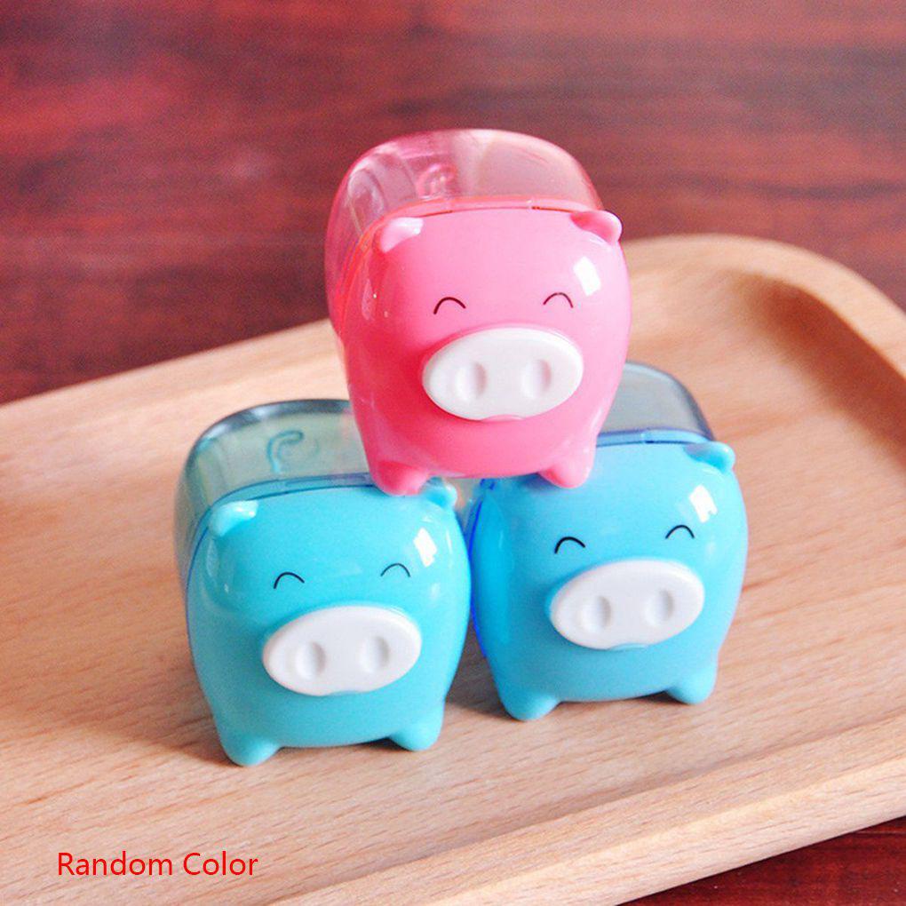 Huit Alat Pengasah Pensil Kartun Babi Lucu Manual Mekanik Sharpener Pencil Candy Colored Transparan Untuk Anak-Anak